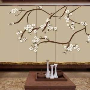 Tranh dán tường 3D cành hoa trắng TDT597