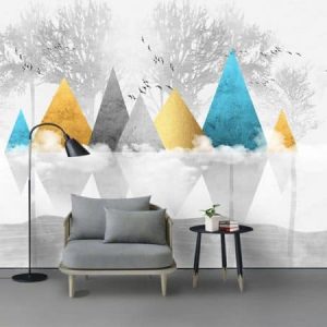 Tranh dán tường trừu tượng núi màu sắc TDT598