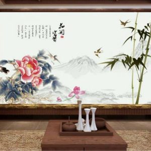 Tranh dán tường hoa mẫu đơn Trung Quốc TDT599
