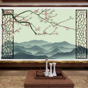 Tranh dán tường 3D thiên nhiên núi rừng TDT604