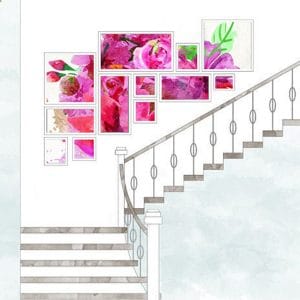 Bộ 12 khung tranh treo cầu thang ấn tượng CV1201 5 Tranh hoa treo cau thang 2