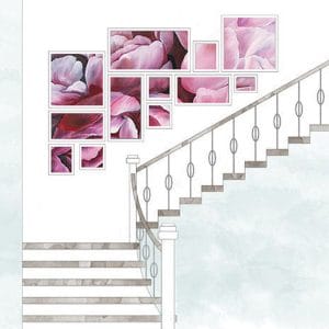 Bộ 12 khung tranh treo cầu thang ấn tượng CV1201 4 Tranh hoa treo cau thang 3