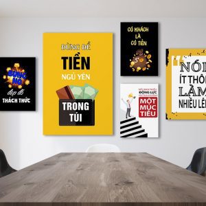 Tranh văn phòng Bộ 5 tranh văn phòng động lực phòng kinh doanh VP0510