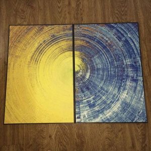 Bộ 2 tranh Canvas trừu tượng vân gỗ nghệ thuật CV020 3 bo 2 tranh canvas van go nghe thuat CVC020 anh thuc te