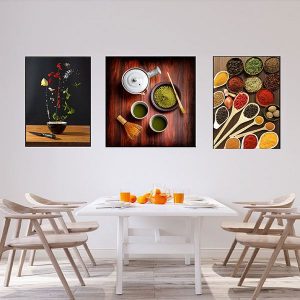 Bộ 3 tranh gia vị và bánh pizza treo phòng ăn CV0358 3 bo 3 tranh gia vi phong an