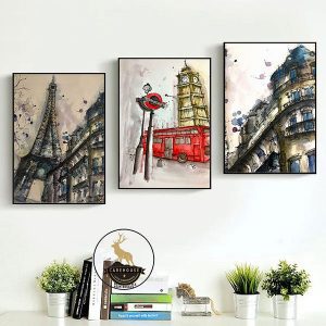 bo 3 tranh ky quan mau nuoc mau thiet ke cheo CVC0313