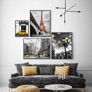 Bộ 4 tranh treo tường tháp Eiffel nghệ thuật MS047