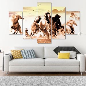 Tranh ghép 5 bức mã đáo thành công CV055