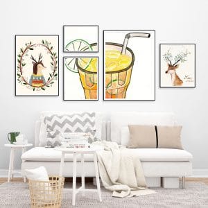 Bộ 5 tranh trang trí quán trà chanh MS05B1