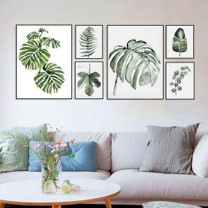 Bộ 6 tranh treo tường lá xanh ms0626