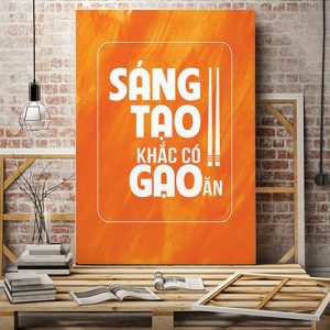 tranh slogan sáng tạo khắc có gạo ăn