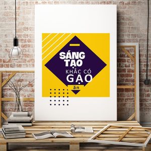 Tranh slogan Sáng tạo khắc có gạo ăn VP01737