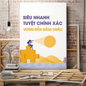 Tranh văn phòng Siêu nhanh tuyệt chính xác vươn đến năm châu VP01742