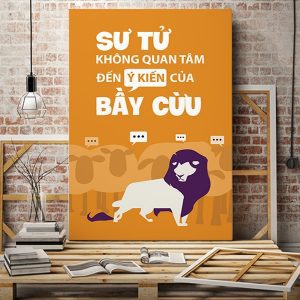 Tranh văn phòng Sư tử không quan tâm đến ý kiến của bầy cừu VP01760