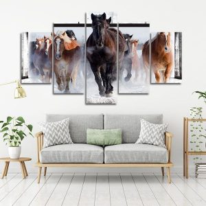 Tranh Canvas gỗ thông ngựa mông cổ CV053