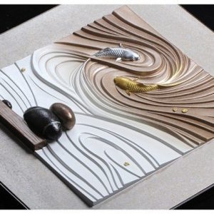 Bộ 3 khung tranh phù điêu bình đá thần tài PD030 7 tranh phu dieu binh da than tai h3509 2