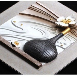 Bộ 3 khung tranh phù điêu bình đá thần tài PD030 9 tranh phu dieu binh da than tai h3509 4